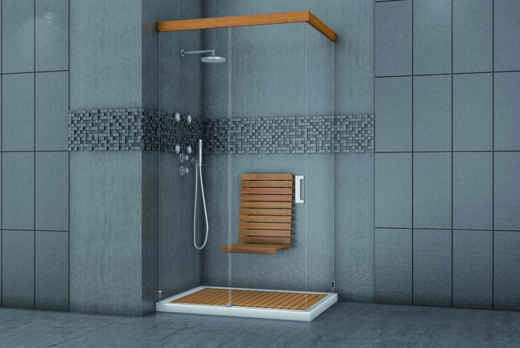 shower with glass door
